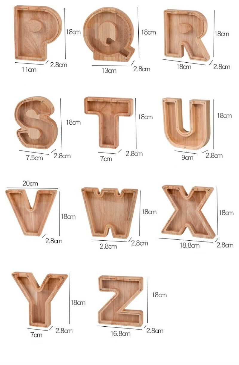 Wooden Alphabet Piggy Bank