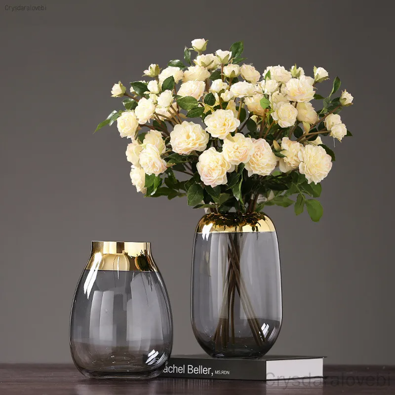 Luxury Glass Vase With Gold Rim