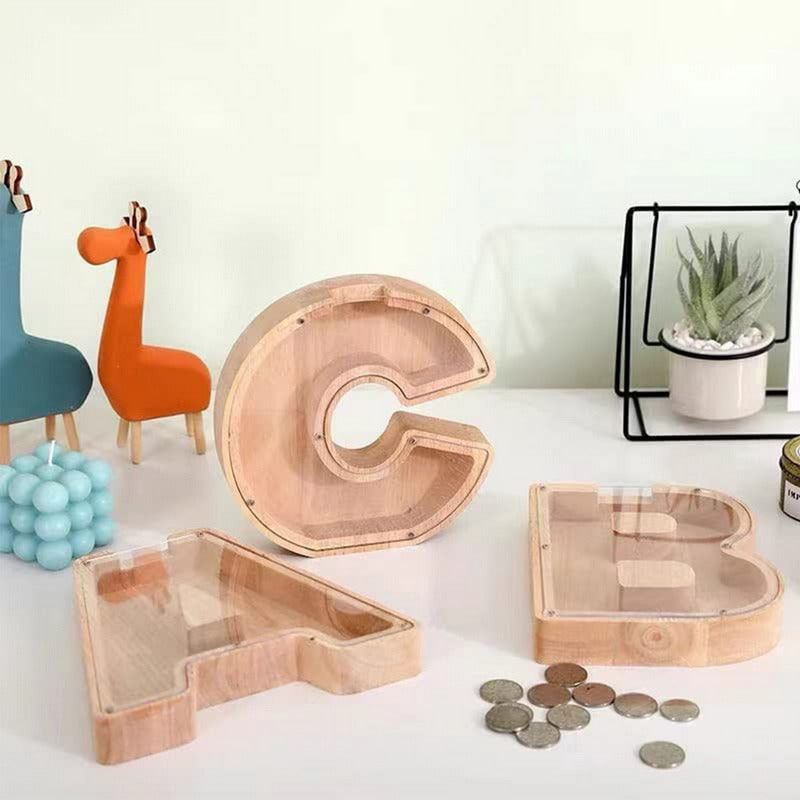 Wooden Alphabet Piggy Bank