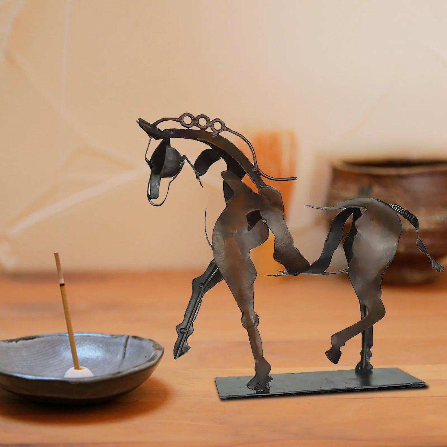 Rustic Metal Horse Sculpture