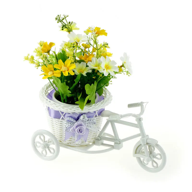 White Tricycle Flower Basket