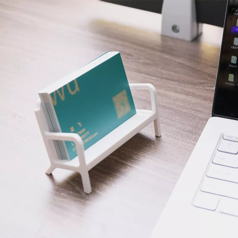 White Bench Style Business Card Holder