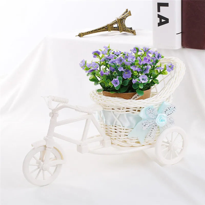 White Tricycle Flower Basket