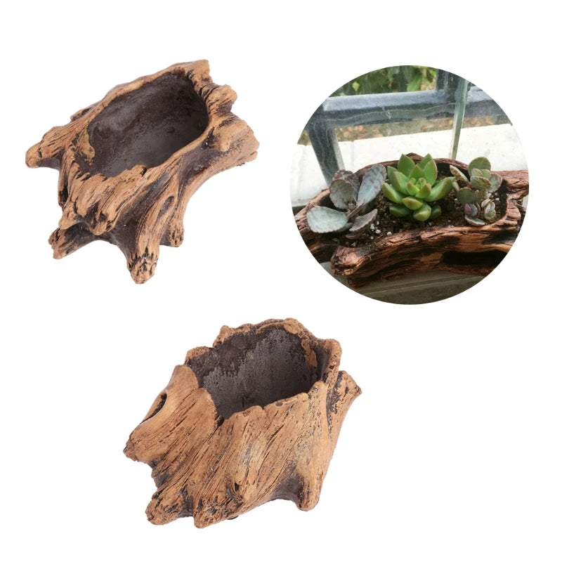 Imitation Wood Succulent Plant Pot