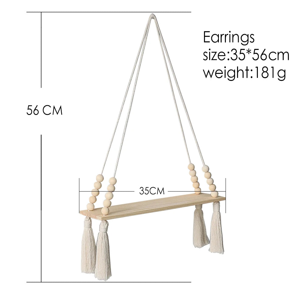 Macrame Wall Hanging Wood Shelf