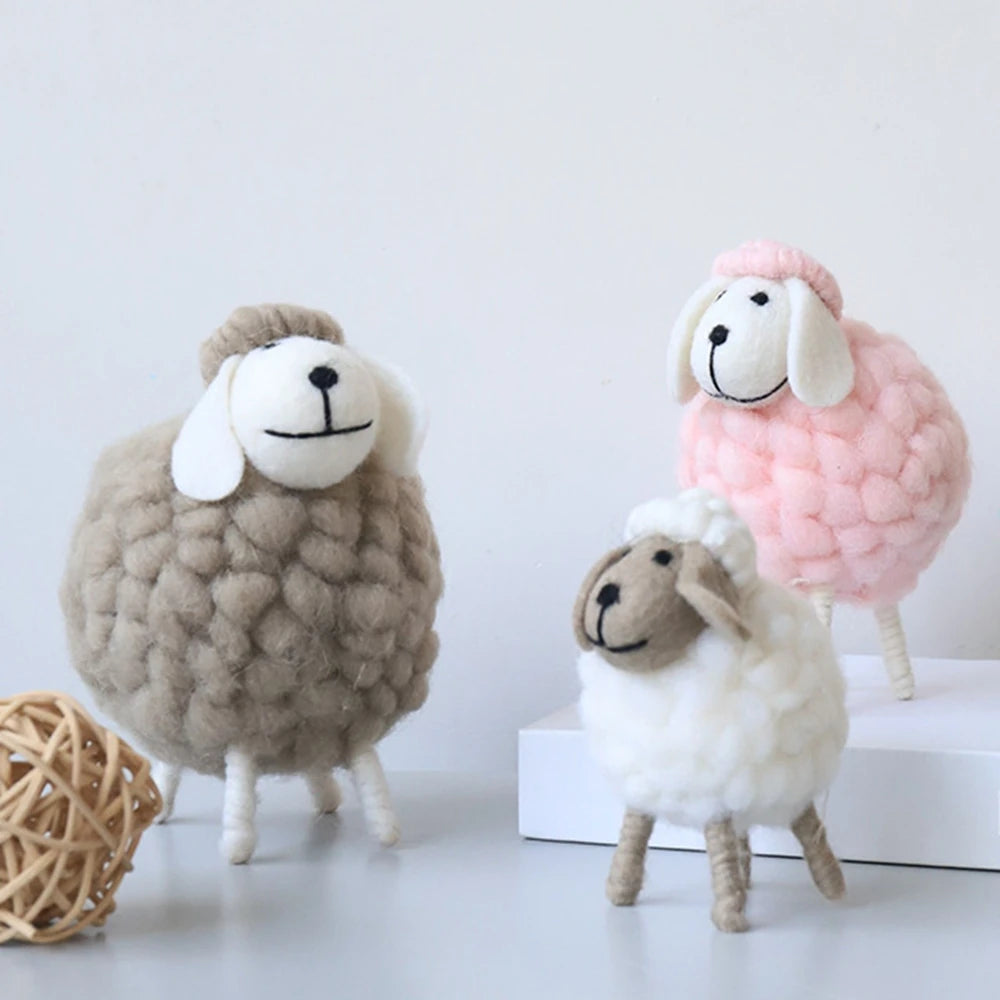 Add charm to your event or home with our adorable wool sheep figurine! Handmade from soft wool felt with a sturdy wooden base, it’s perfect for any occasion.