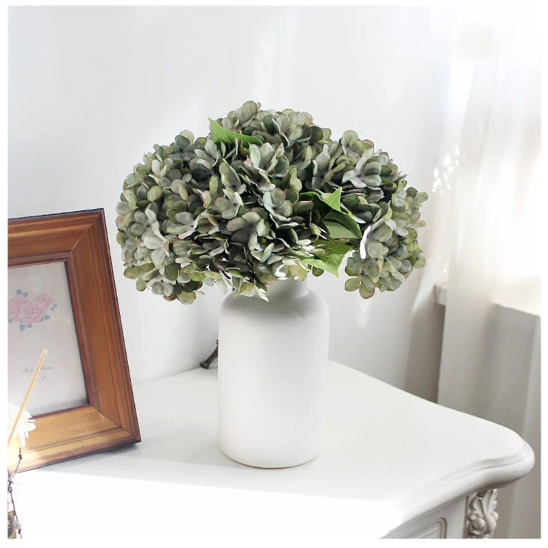 Silk Hydrangea Artificial Flowers Vase