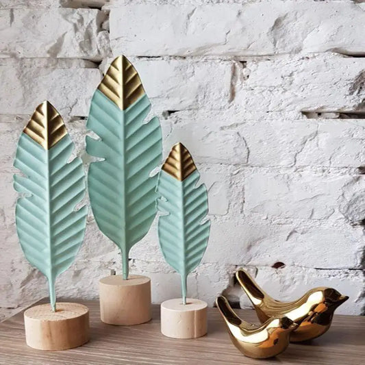 Feathered Wooden Table Decor