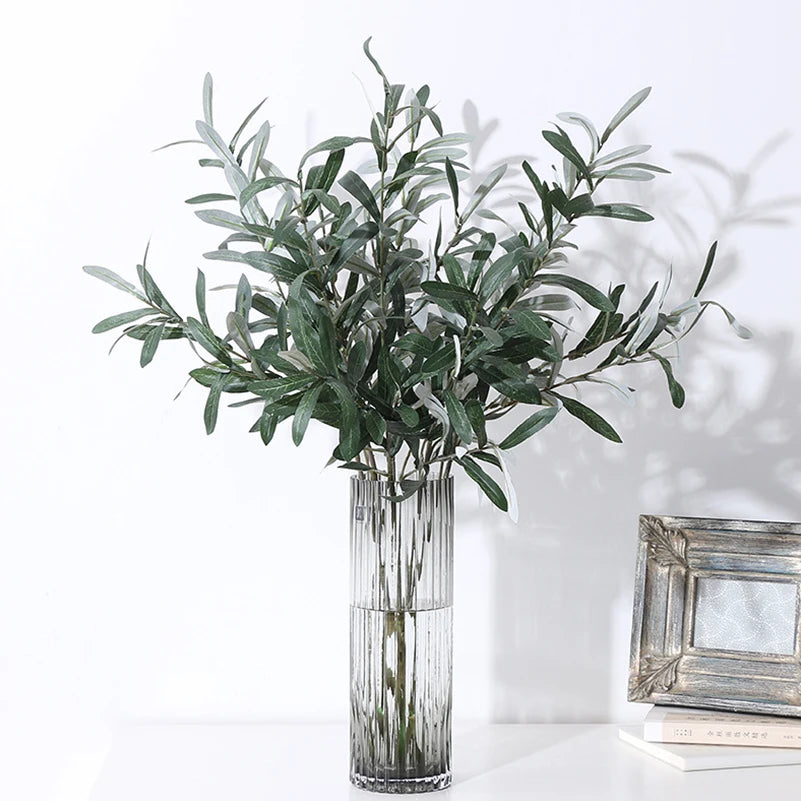 Artificial Olive Green Leaves Tree Branch