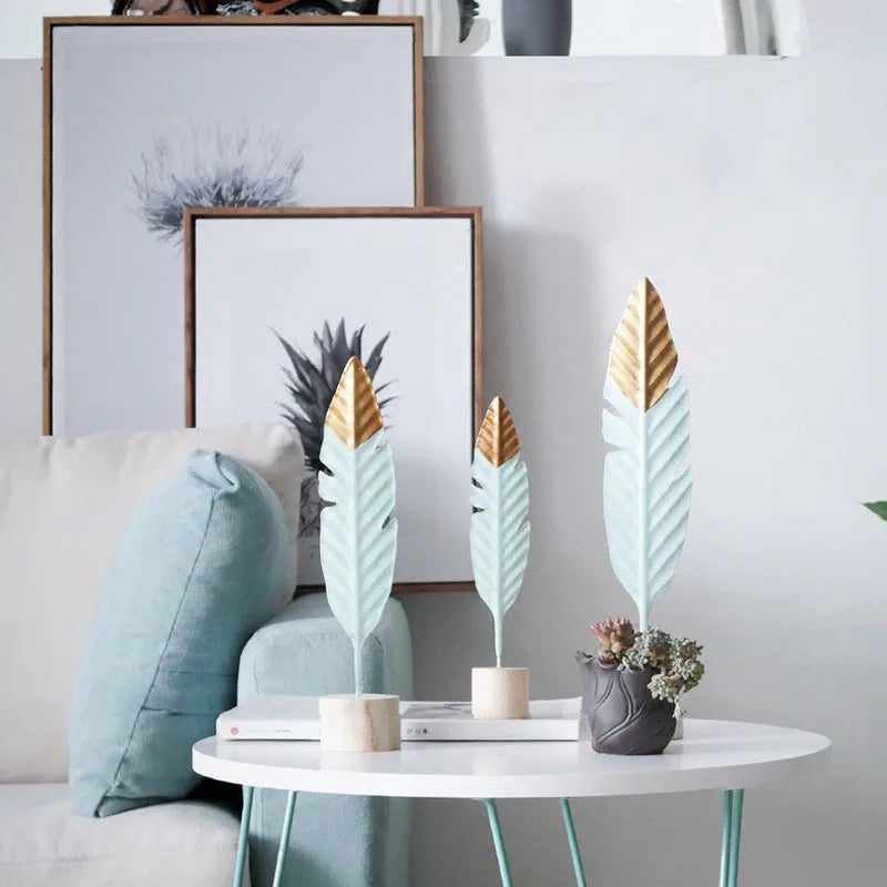 Feathered Wooden Table Decor