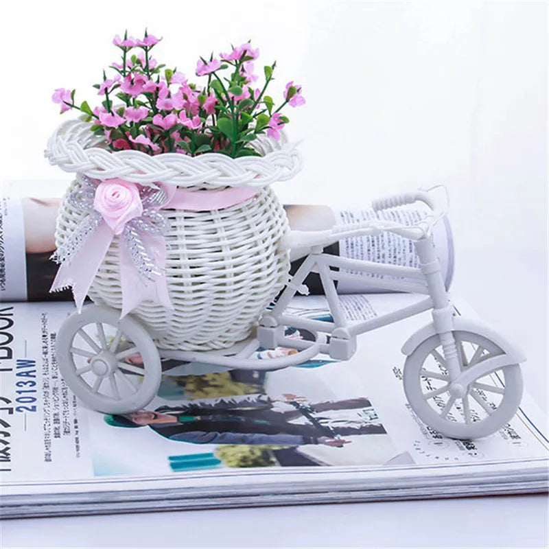 White Tricycle Flower Basket