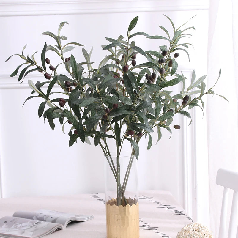 Artificial Olive Green Leaves Tree Branch