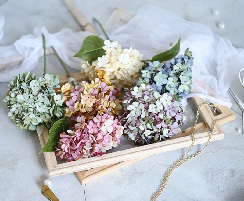 Silk Hydrangea Artificial Flowers Vase