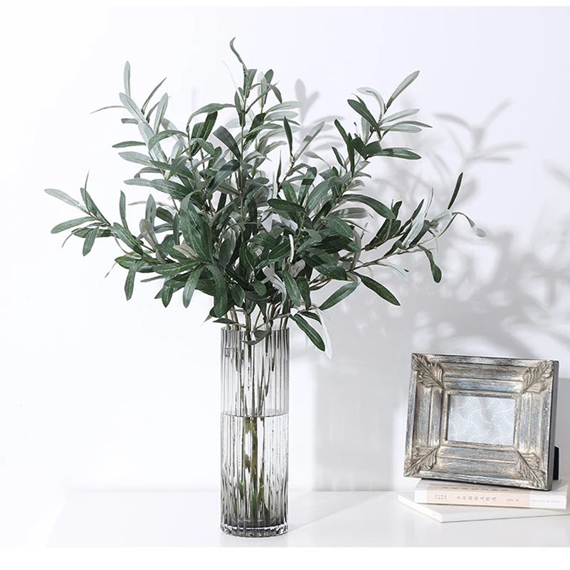 Artificial Olive Green Leaves Tree Branch