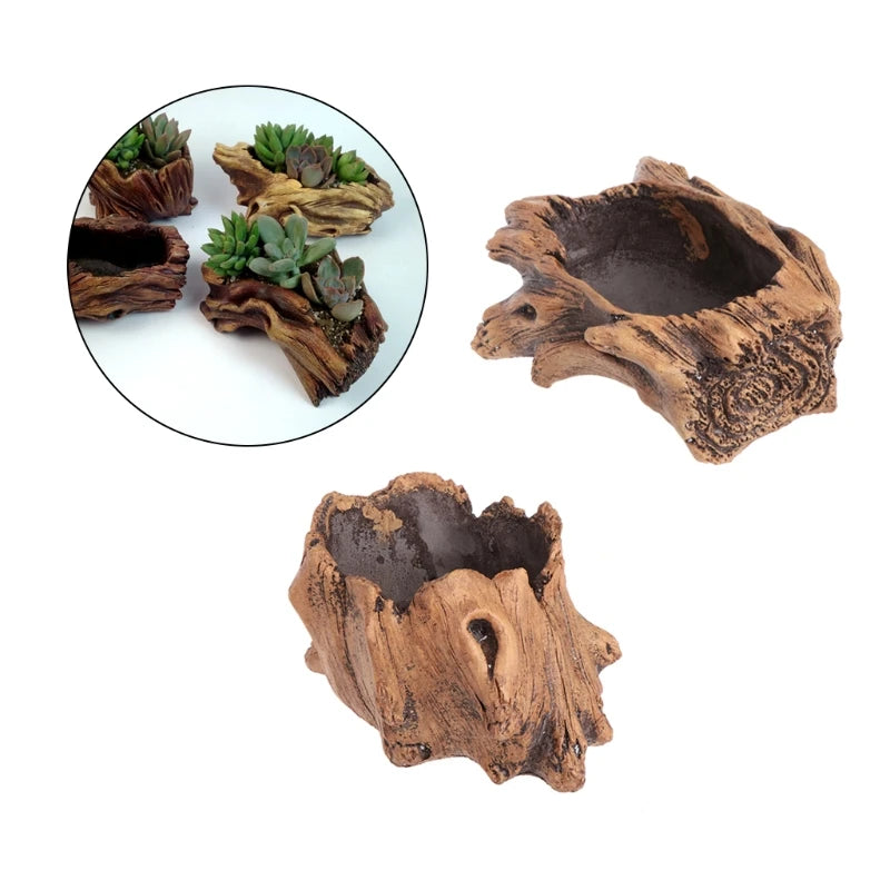 Imitation Wood Succulent Plant Pot