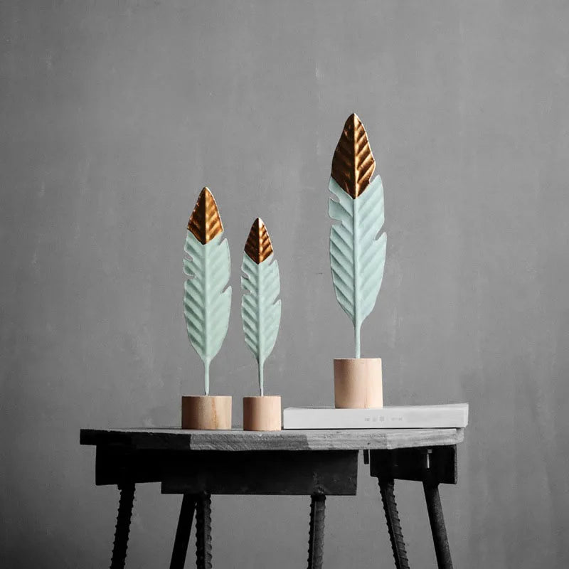 Feathered Wooden Table Decor