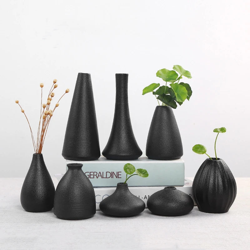 Black Ceramic Small Vases