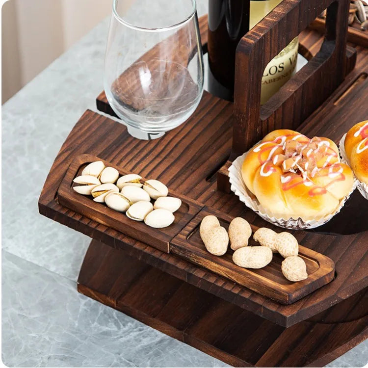 Wooden Wine and Glass Holder and Charcuterie Board