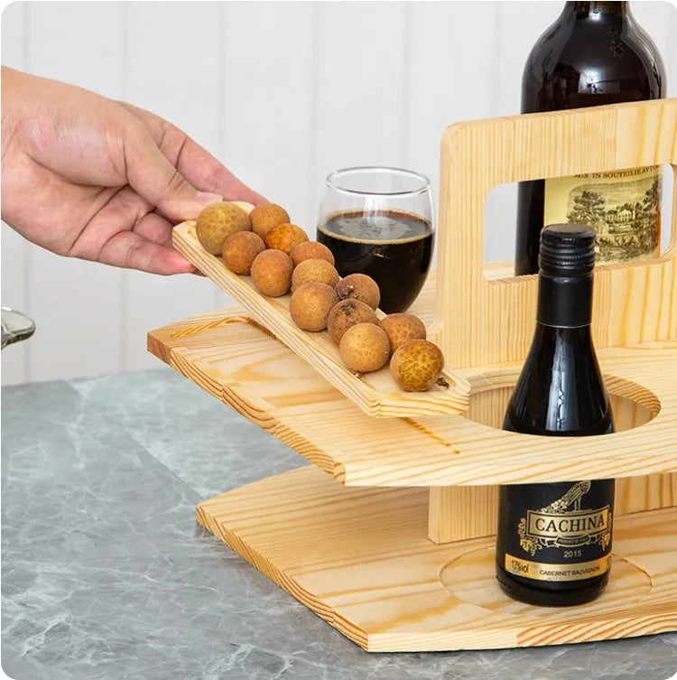 Wooden Wine and Glass Holder and Charcuterie Board