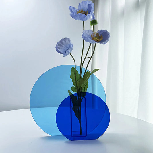 Enhance your space with the Blue Ocean Neon Acrylic Vase, a stylish and easy-to-clean geometric floral accent for modern decor.