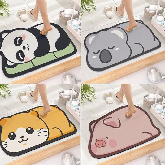 Enhance your home with adorable anime animal-themed mats! Super absorbent, non-slip, and durable—perfect for bathrooms, kitchens, and doorways!