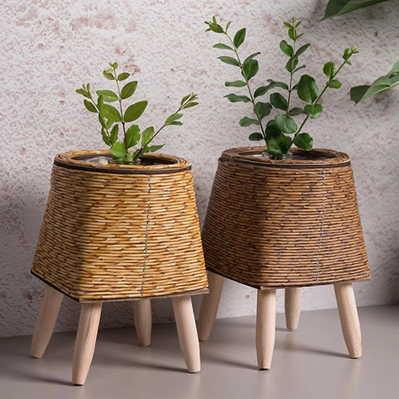 Nordic Imitation Rattan Flower Shelf