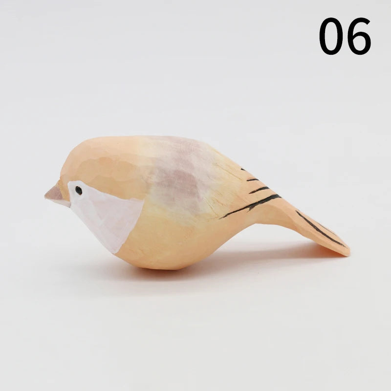 Hand-Carved Wooden Bird Figurine Ornament