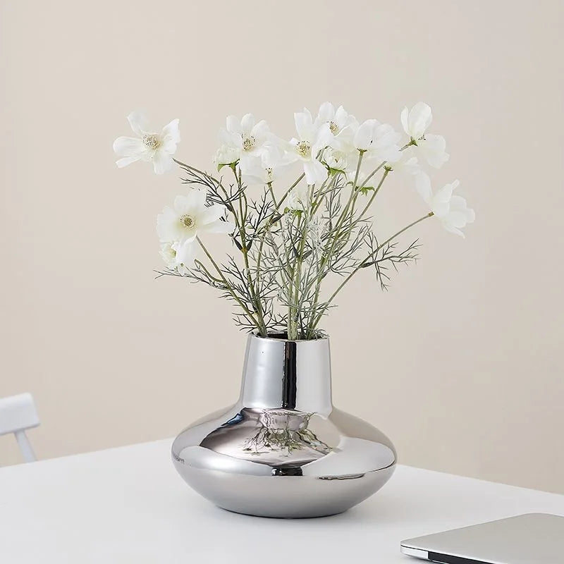 Silver Electroplated Ceramic Vase