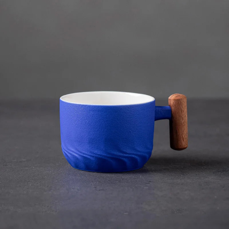 Ceramic Coffee Mug with Wooden Handle