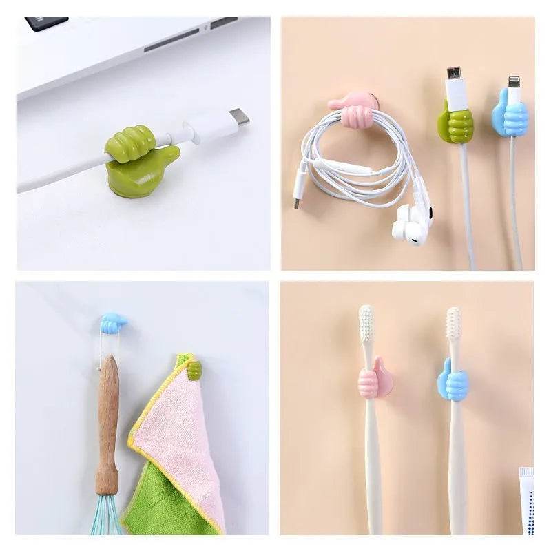 Silicone Thumb Wall Hook Cable Clip