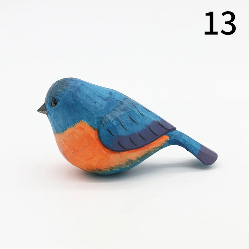 Hand-Carved Wooden Bird Figurine Ornament