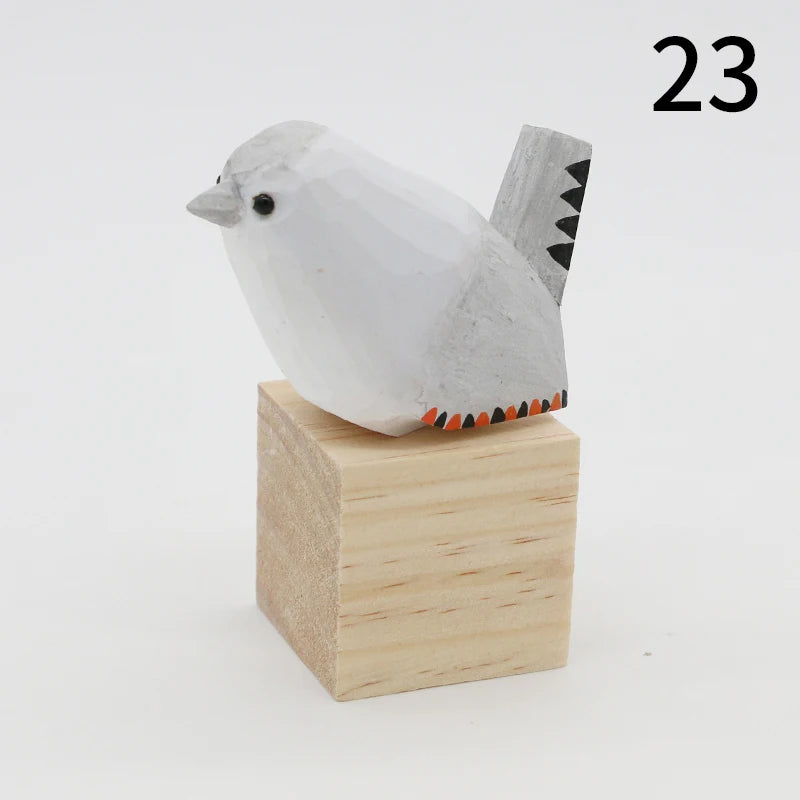 Hand-Carved Wooden Bird Figurine Ornament