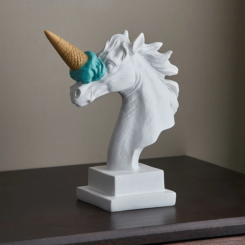 Resin Ice Cream Unicorn Sculpture