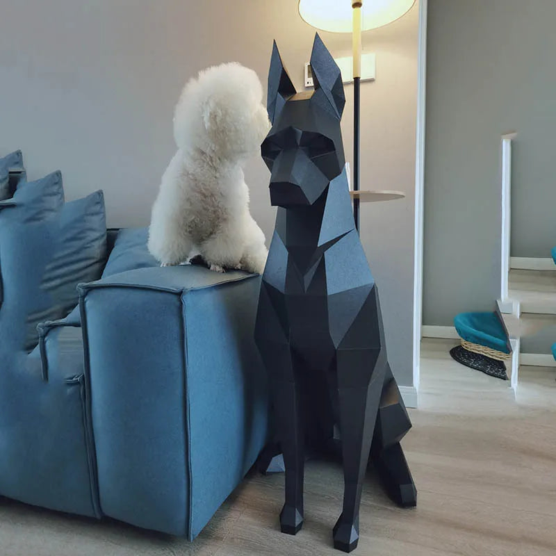 Doberman 3D Animal Sculpture DIY Papercraft Model