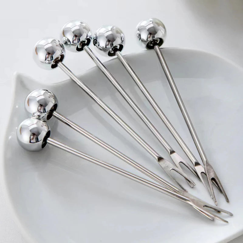 Stainless Steel Dessert Forks With Cute Bear Storage Jar