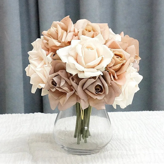 Add elegance with the Big Rose Bouquet of Latex Artificial Flowers. Featuring 5 lifelike rose heads, perfect for home, weddings, or gifts.