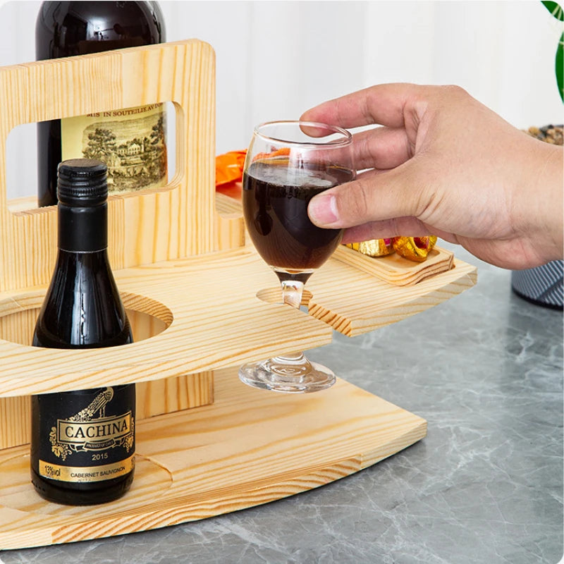 Wooden Wine and Glass Holder and Charcuterie Board