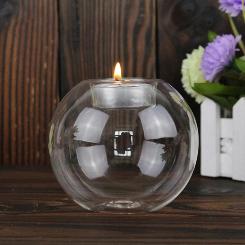 European Style Round Glass Candle Holder