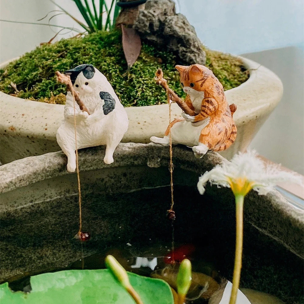 Cute Cats Fishing Figurine