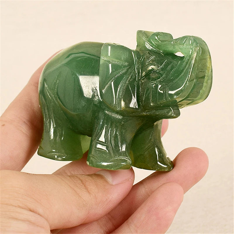 This Aventurine Jade Elephant Statue symbolizes prosperity and balance, promoting positive energy and wisdom. Perfect for home decor or a thoughtful gift for new beginnings.