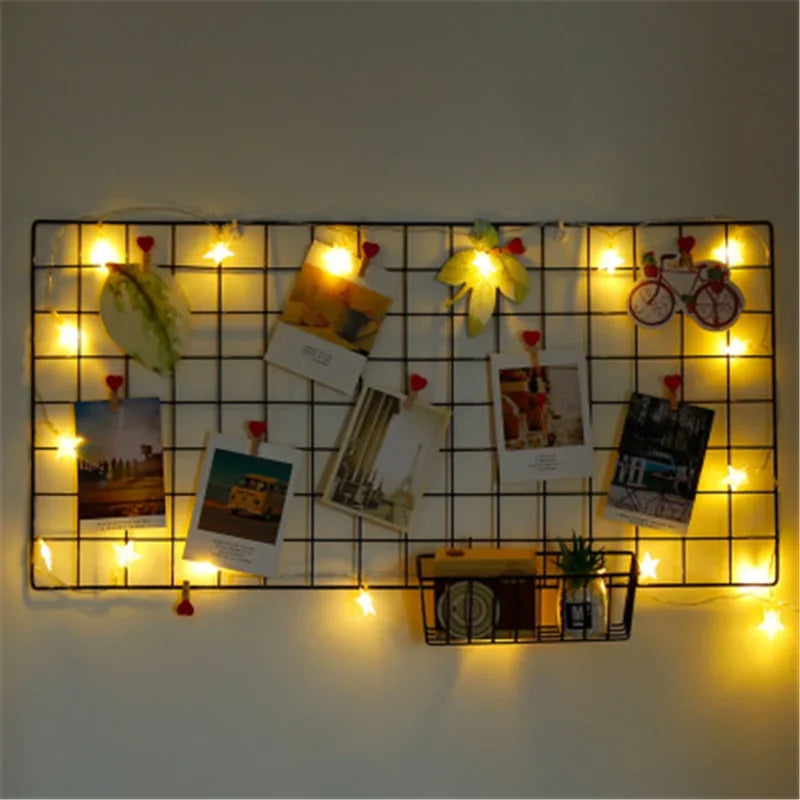 DIY Iron Photo Frame & Postcards Grid Wall Decoration