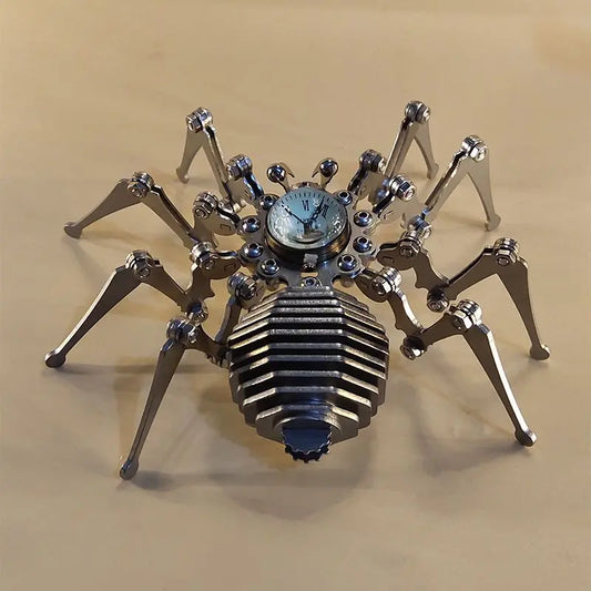 Elevate your decor with our Steampunk Stainless Steel Mechanical Spider Ornament. Featuring intricate craftsmanship and a Roman-style clock, it's a unique conversation starter.