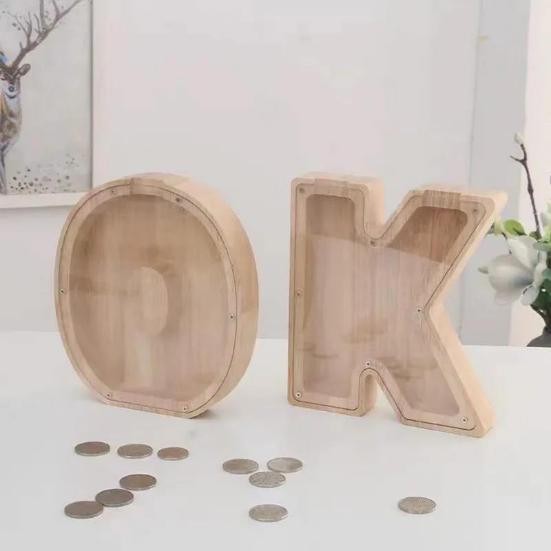 Wooden Alphabet Piggy Bank