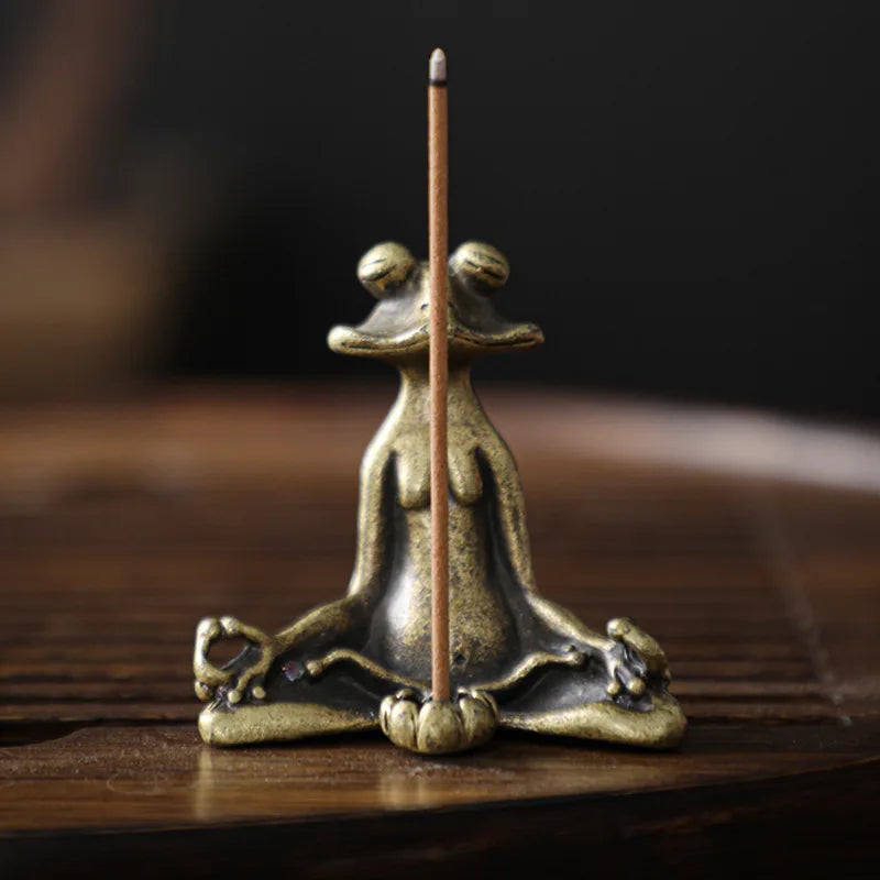 Zen Frog Incense Burner Decor