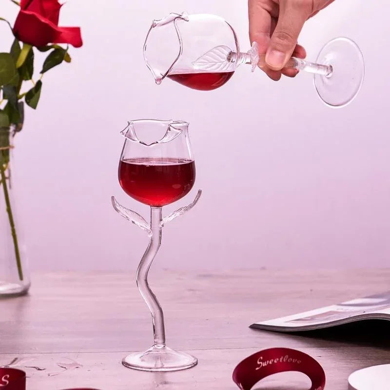 Rose Flower Wine Glass Set- Cocktail Cup