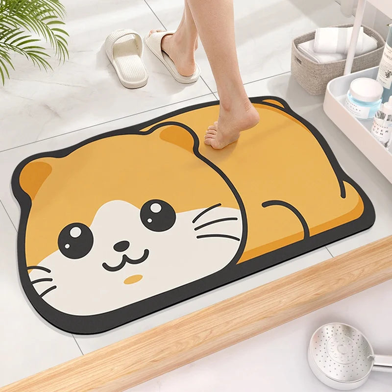 Cute Non-Slip Diatom Bath Mat With Cartoon Design