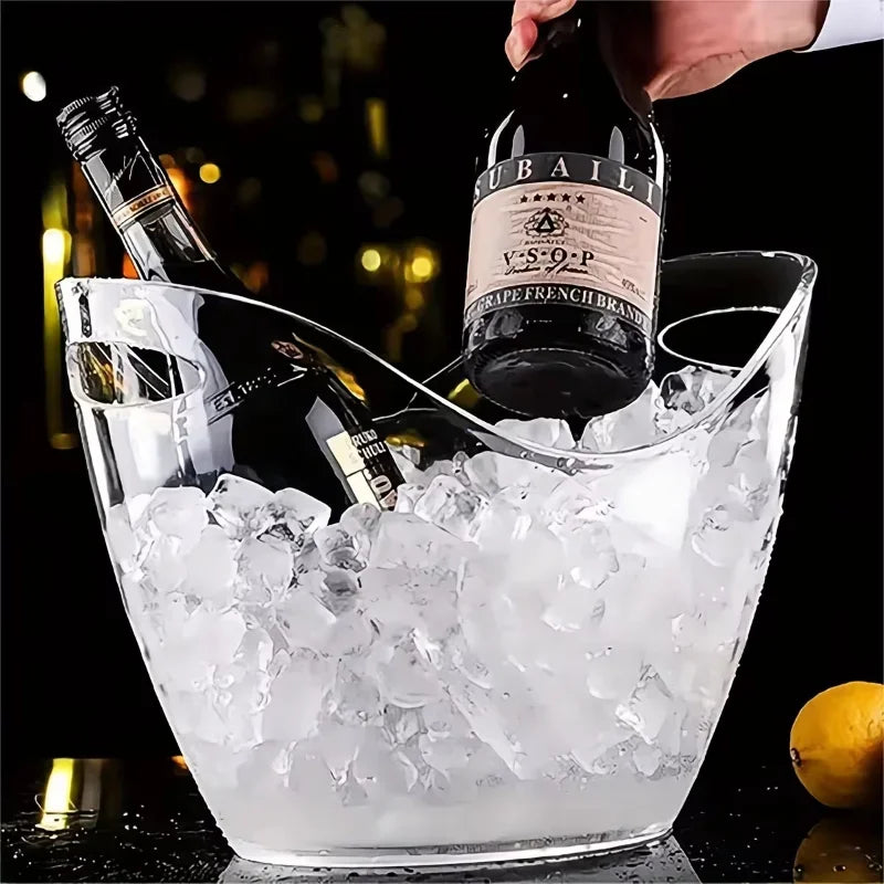 Chill your beverages in style with our 3.5L acrylic ice bucket, featuring a creative ingot design, large capacity, and lightweight, durable construction for easy portability.