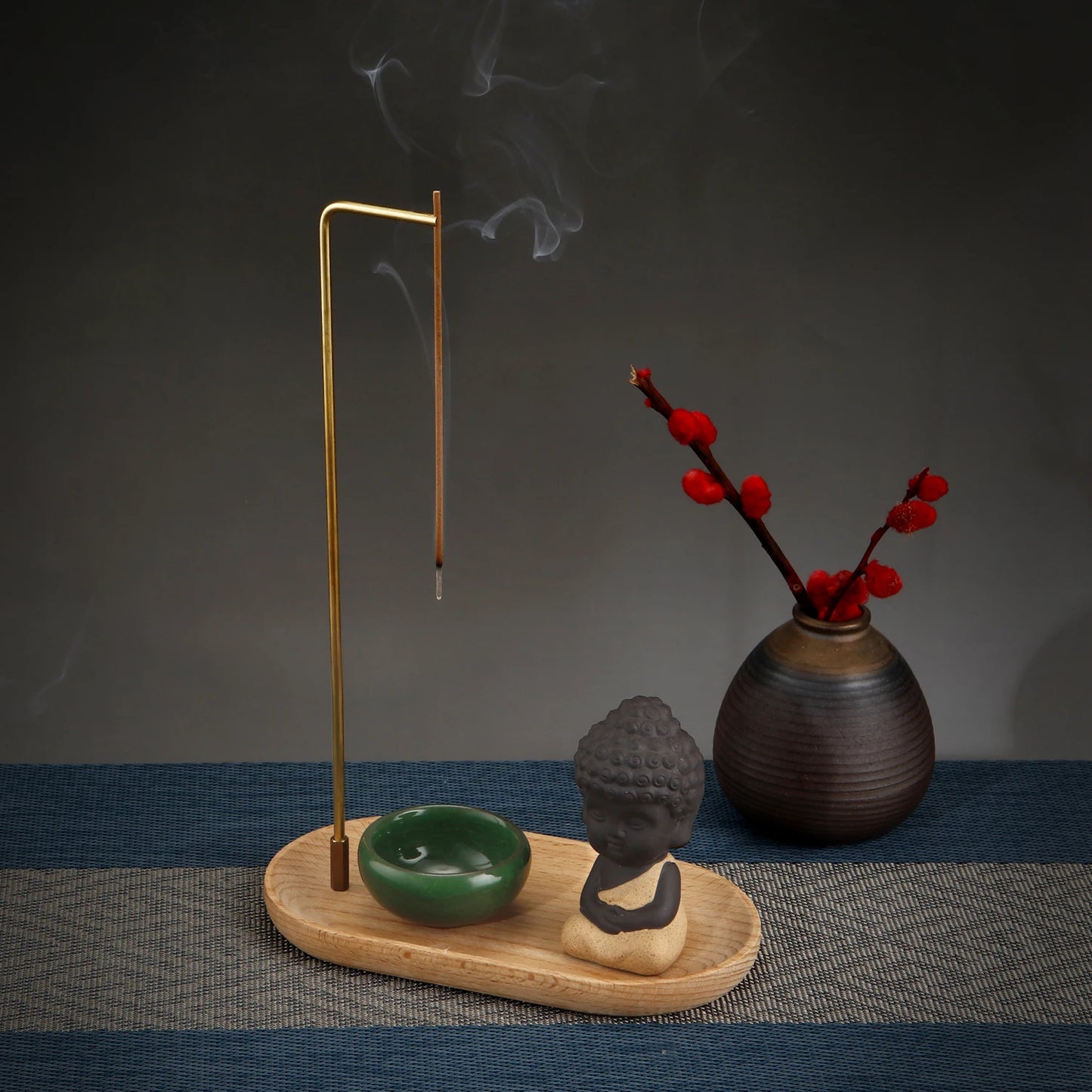 Creative Ceramic Little Monk Incense Burner Set