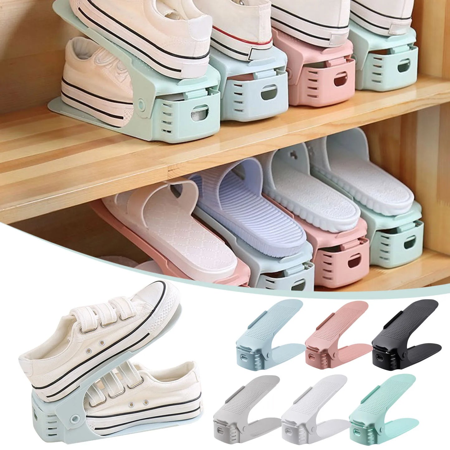 10-Piece Adjustable Double-Layer Shoe Rack