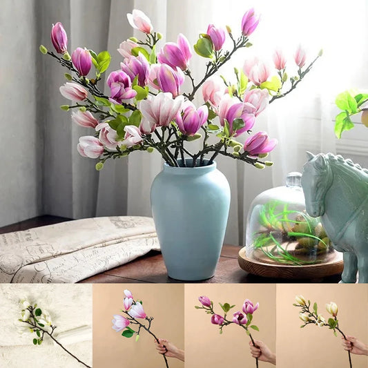 Eco-friendly cloth and plastic, 68CM length, realistic flowers in 4 colors. No watering needed, ideal for home decor, weddings, and DIY crafts. Long-lasting vibrancy.